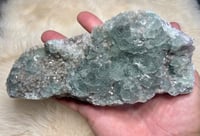 Image 1 of Green Fluorite And Druzy Quartz Crystal Specimen | China #1636