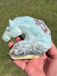 Image 2 of Blue Aragonite - Horse Carving #2981
