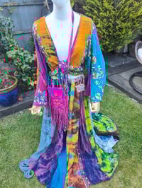 Image 2 of Boho sari panel skirt -ries at waist upto 42 inches