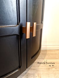 Image 7 of Long Curved Nathan Sideboard in Black with gold handles