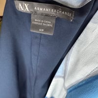 Image 7 of Armani Exchange Mulberry Silk Blue Geometric V Neck Dress - Size Small