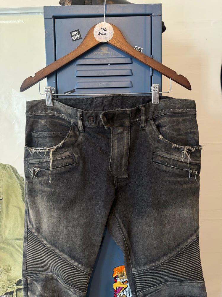 Image of Balmain Moto Biker Denim