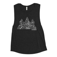 Floral Temple Ladies’ Muscle Tank - Black Heather 