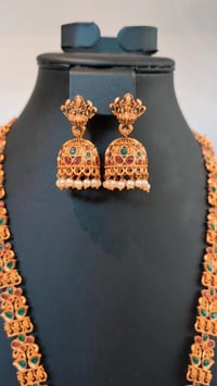 Image 2 of Lata-Temple Jewelry Necklace Set Featuring Goddess Laxmi