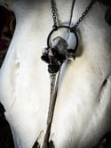 Black Quartz Pearlescent - Deer Vertebra Necklace  