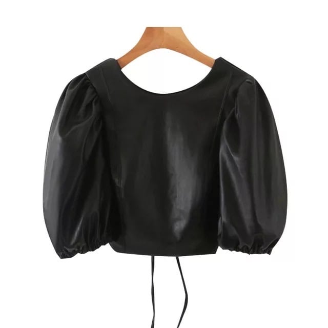 Image of 'Faux leather Puff sleeve'