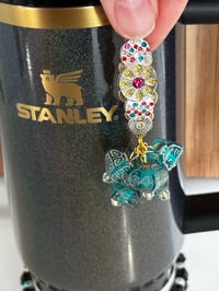 Image 3 of Western Glam Turquoise Tumbler Straw Bauble Charm