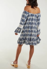 Image 3 of BARDOT LEAF PRINT & LACE DETAIL TUNIC DRESS