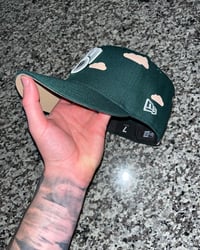 Image 3 of BEIGE BRIM PINE GREEN PARTLY CLOUDY  MILWAUKEE BREWERS CUSTOM FITTED CAP