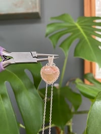 Image 3 of Silver Flower Agate Heart Crystal Necklace