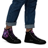 Image 6 of Goth Inspired Baphomet/Pentagram Purple Goat Men’s High Top Canvas Shoes