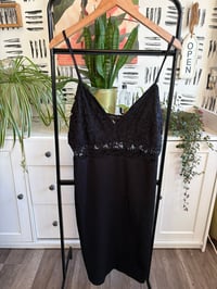 Image 1 of Forever 21 black lace textured dress 