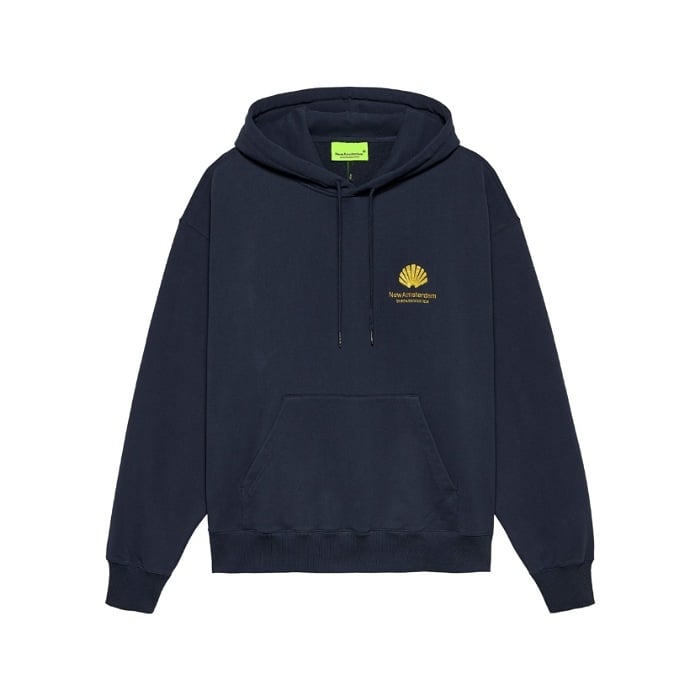 Image of NEW AMSTERDAM SURF ASSOCIATION LOGO HOODIE NAVY BLAZER/SUN YELLOW