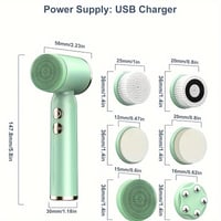 Image 9 of 6-in-1 Face Cleanser, Facial Cleansing Brush, Spin Face Scrub Brush for Cleansing, Removing, Exfolia