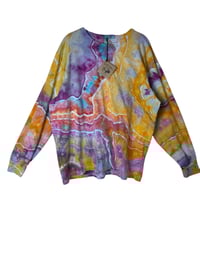 Image 2 of XL Unisex Adult Soft Long Sleeve Tee in Bright Geode Ice Dye
