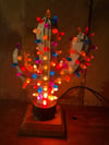 White and Multicolored Themed Ceramic Cactus Night Light Lamp