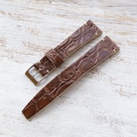 Image 3 of 20mm Two Stitch Crocodile Strap In Brown 