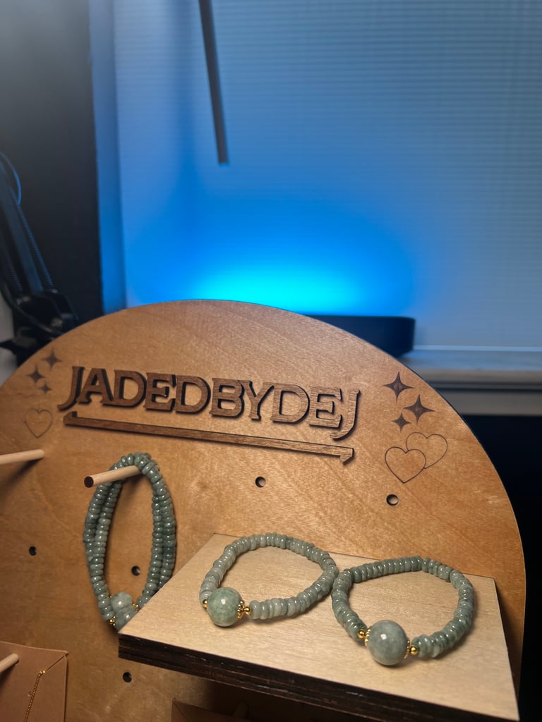 blue water jade beaded bracelet  Image 2