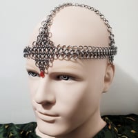 Image 1 of IRENE European Chainmail Headpiece with Glass Bead
