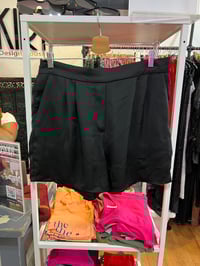 Image 1 of H & M black satin shorts with pockets 