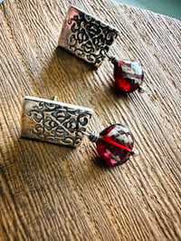 Image 14 of red garnet post earrings