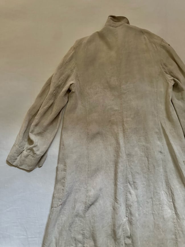 antique French linen artist's smock shop coat trench