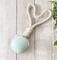 Image 1 of Personalized Hazel Knotted Tennis Ball Chew Toy Rope Tug-Of-War Interactive Toy 