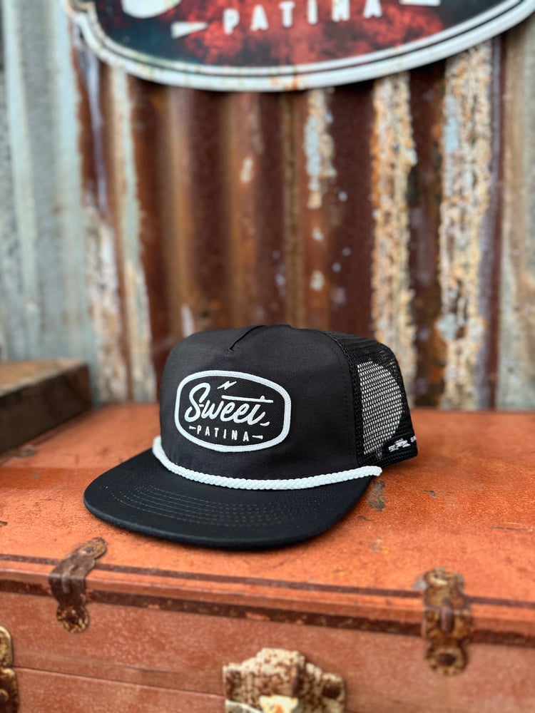 Image of Black/ White Rope Patch Hat 