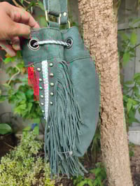 Image 7 of Evie Bag -dark green with red detail's 