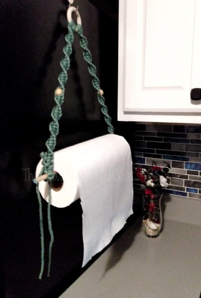 Image of Colorful Paper Towel Holder, Boho Kitchen Hanger, Macrame