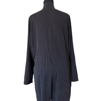 Image 7 of Black Cloth & Stone Button Front Pant Jumpsuit with Waist Tie- Anthropologie Size M 