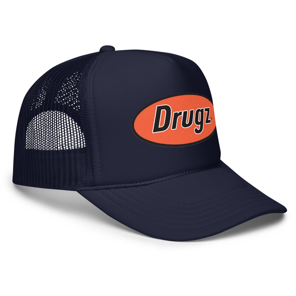 Image of DRUGZ® - Logo Trucker Hat (ORANGE/NAVY)