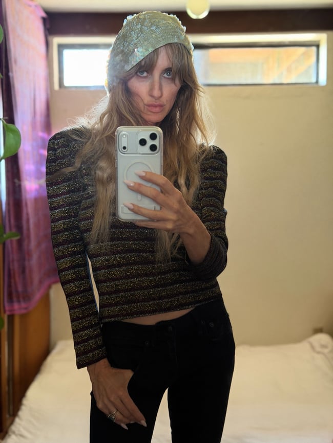 late 60s italian fine crochet slouch beret with paillettes