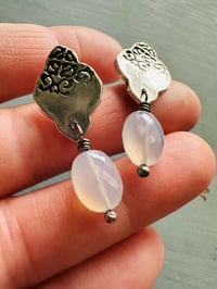 Image 13 of Lavender Chalcedony Medallion Post Earrings