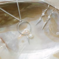 Image 1 of Silver Spiral Shell & Freshwater Pearl Set
