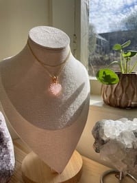 Image 1 of Gold Rose Quartz  Heart Crystal Necklace