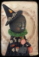 Connie the Halloween Witch Folk Art Cat Doll