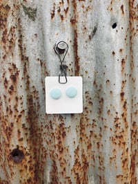 15mm ~ Teal Button Earrings