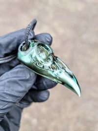 Image 8 of Matalic Green Raven Skull Pendant