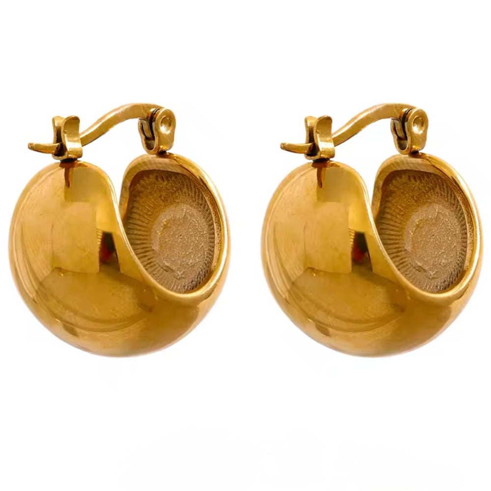 Image of LUNA 18ct Gold Plated Scooped Hoop Earrings 