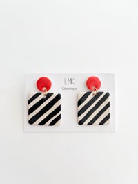 Paire de boucles d'oreilles céramique CARRA XL rouge