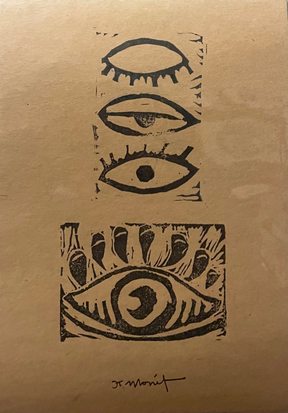 Image of Hand-carved Eye Linocut Prints 4x6”