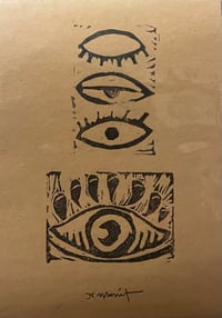 Image 2 of Hand-carved Eye Linocut Prints 4x6”