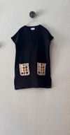 BLACK SHORT KAFTAN WITH CROCHET POCKETS