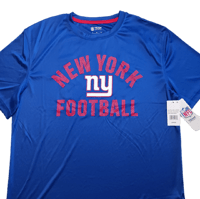 Image 1 of   NFL Team Apparel New York Giants T Shirt mens Size L Blue Moisture Wicking Tee