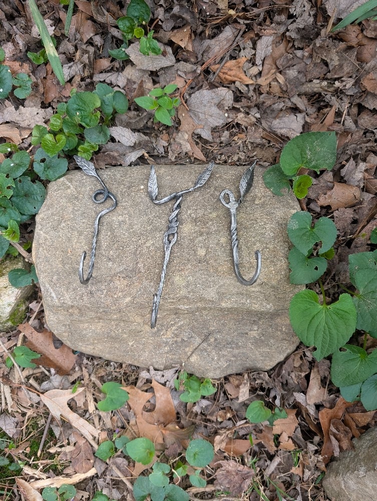 Unique Hand Forged Leaf Finial Hook