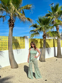 Image 6 of Pistachio Lace Resort Set | One Shoulder Lace Top & Matching Trousers