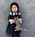 Wednesday Addams Inspired Crochet Wig Yarn Hat Black Braids for Infant, Toddler & Child