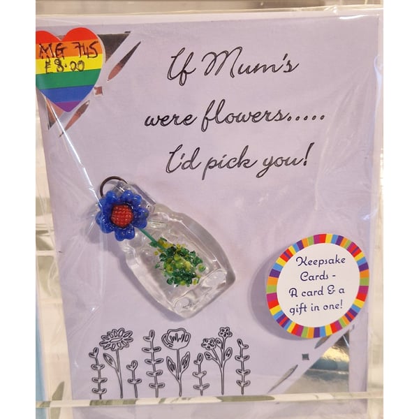 Image of Mothers Day Keepsake Card - Blue Flower.