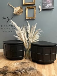 Image 1 of Pair of unpainted Nathan corner bedside cupboards 